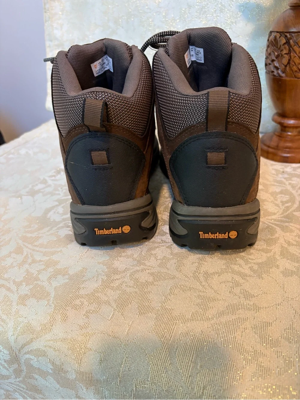 Timberland Men’s White Ledge Leather Waterproof Hiking Boots with Black Soles